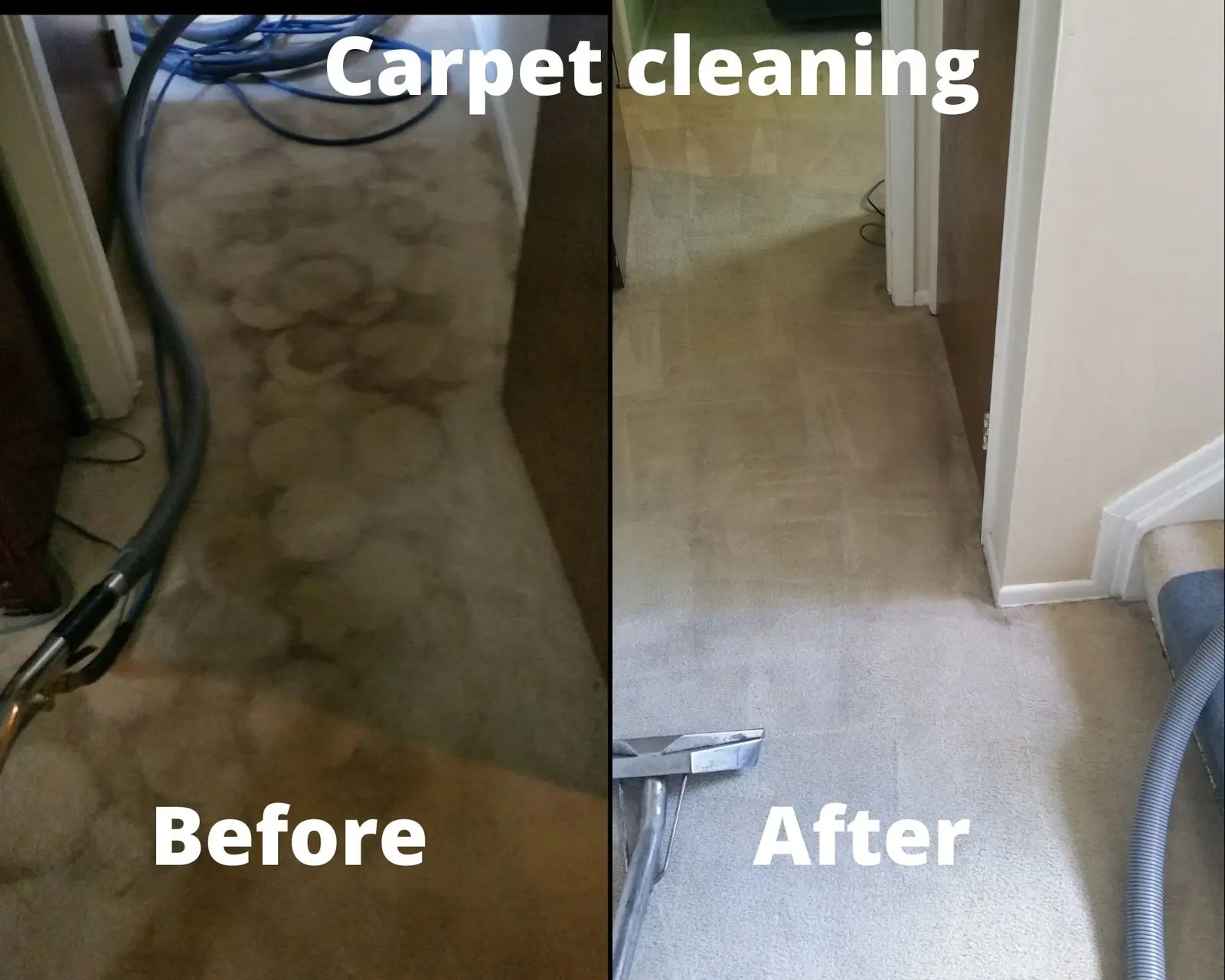 Bedroom carpet, before and after