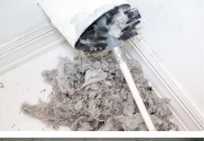 Lint removed from one vent, before and after