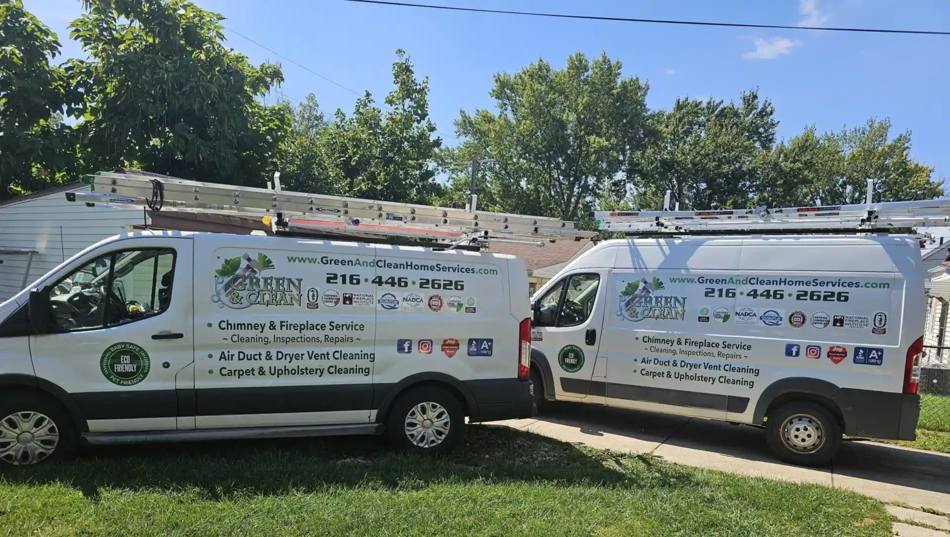 Green and Clean Home Services vans in Northeast Ohio