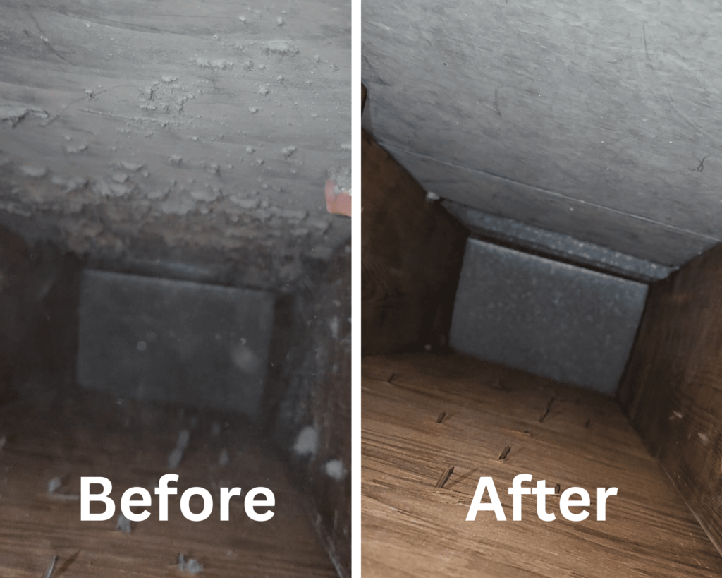 Air duct cleaning before & after