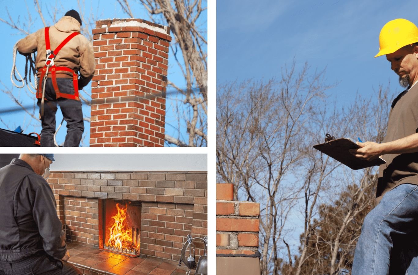 Green and Clean Home Services technician performing a thorough chimney inspection in Chardon, Ohio.