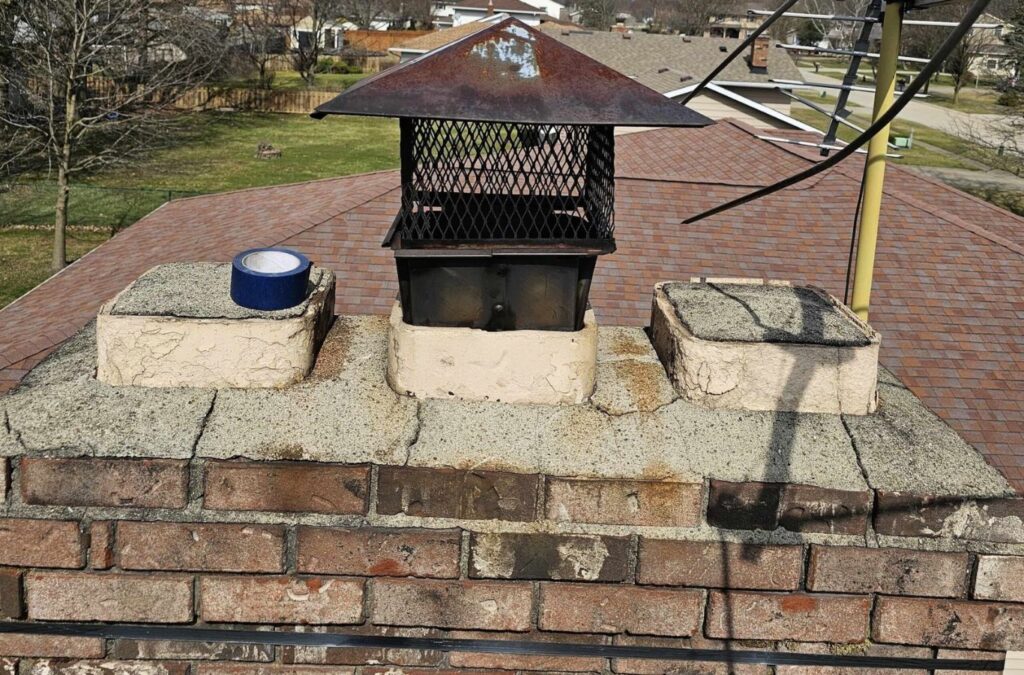 An expert inspecting a chimney in Macedonia, OH, demonstrating the importance of professional services. Chimney Inspection near me.