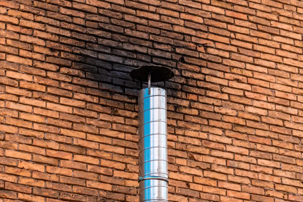 fast food restaurant chimney extractor on the roof