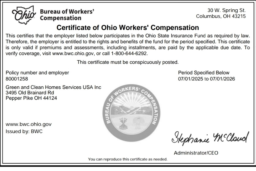 workers compensation green and clean