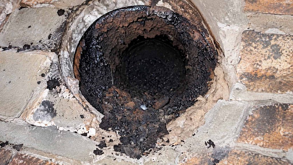 Soot Caked Chimney Flue Opening